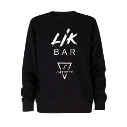 Felpa cotone nera, serigrafia fronte LIK BAR by SUPREM-E