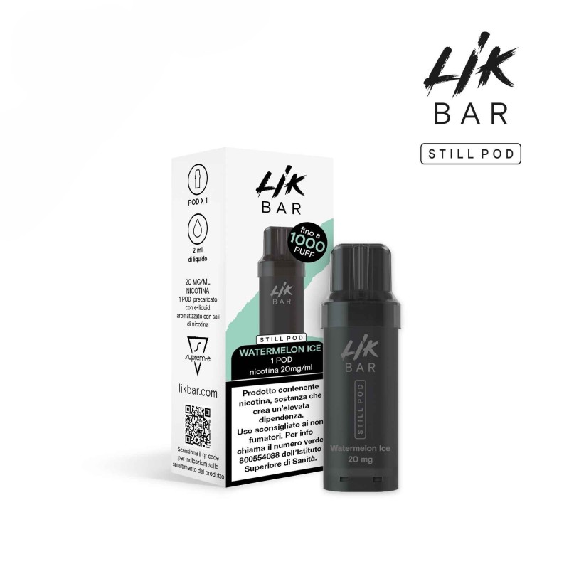 LIK BAR STILL POD - WATERMELON ICE - Senza Nicotina e Nicotina 10 e 20 LIK BAR STILL POD - WATERMELON ICE - Senza Nicotina e Nicotina 10 e 20