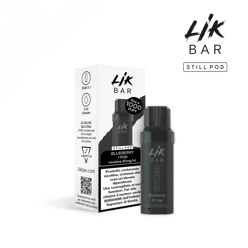 LIK BAR STILL POD - BLUEBERRY - Senza Nicotina e Nicotina 10 e 20 LIK BAR STILL POD - BLUEBERRY - Senza Nicotina e Nicotina 10 e 20
